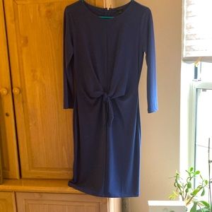 Ann Taylor muted blue tie front dress.
